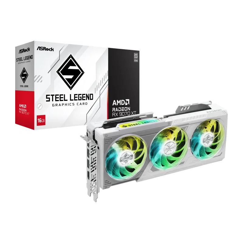AMD ASRock Radeon RX 9070 XT 16GB Steel Legend Bianco