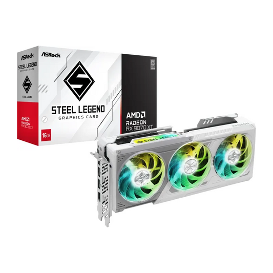 AMD ASRock Radeon RX 9070 XT 16GB Steel Legend Bianco